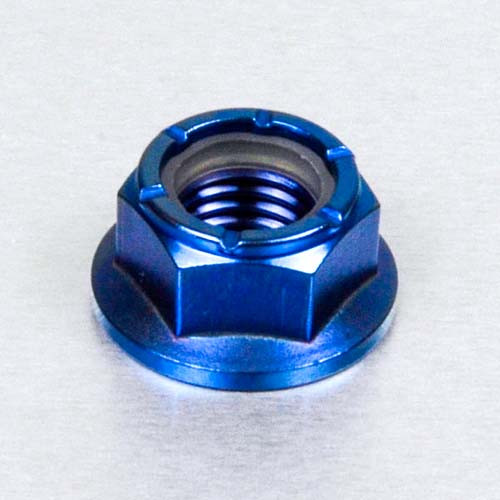 M12 x 1.5 mm Titan Flansch Nylon Sicherungsmutter (TINYNFL12FB) - Farbe:blau