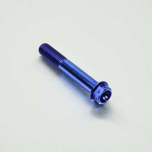 Titan Sechskantschraube mit Flansch - M10 x 1.25mm x 65mm Race Spec (TIHX1065FRB) - Farbe:blau