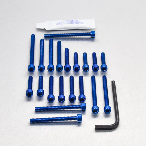 Aluminium Motor Schrauben Kit Kawasaki Zephyr 550 (EKA115B) - Farbe:blau