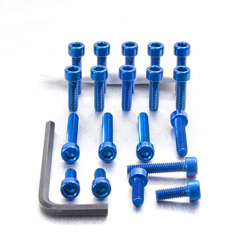 Aluminium Motor Schrauben Kit Cagiva Mito 125 (ECA110B) - Farbe:blau