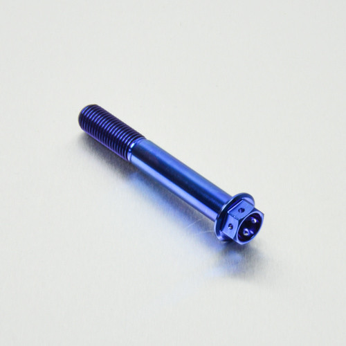 Titan Sechskantschraube mit Flansch - M10 x 1.25mm x 70mm Race Spec (TIHX1070FRB) - Farbe:blau